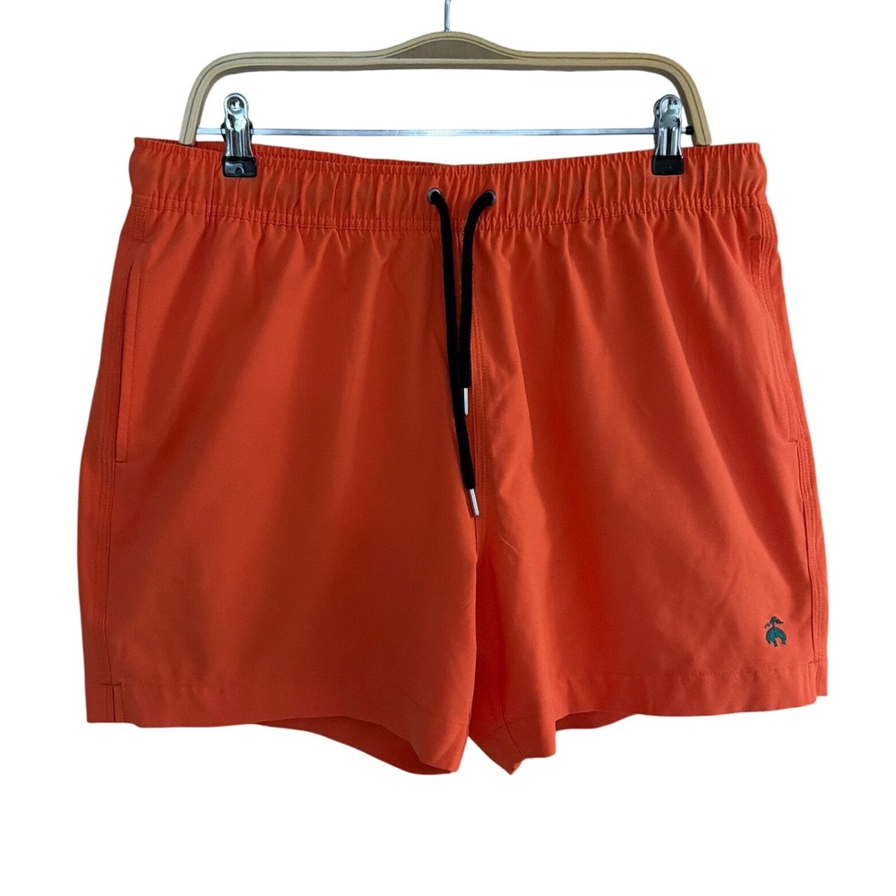 Brooks‎ Brothers Mens Orange Stretch Swim Trunks Large Mesh Lined